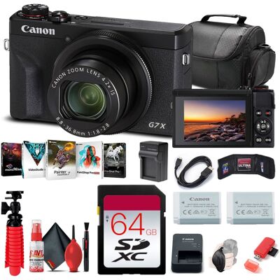 Bundle - Canon - PowerShot G7 X Mark III Digital Camera (3637C001) + 64GB Card Battery - Black Bundle - Canon - PowerShot G7 X Mark III Digital Camera (3637C001) + 64GB Card Battery - Black