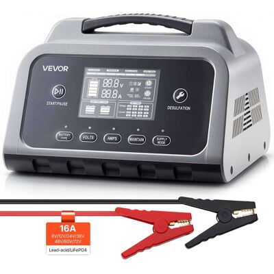 VEVOR - Smart Battery Charger, 16A, 6V 12V 24V 36V 48V 60V 72V Lithium LiFePO4 Lead-Acid (Gel/AGM) Car Battery Charger VEVOR - Smart Battery Charger, 16A, 6V 12V 24V 36V 48V 60V 72V Lithium LiFePO4 Lead-Acid (Gel/AGM) Car Battery Charger