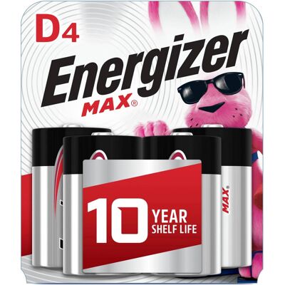 Energizer - MAX D Batteries (4 Pack), D Cell Alkaline Batteries Energizer - MAX D Batteries (4 Pack), D Cell Alkaline Batteries