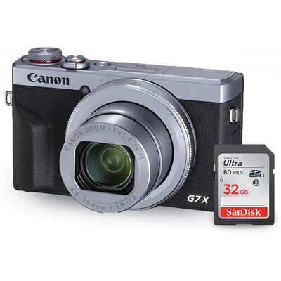 Bundle - Canon - PowerShot G7 X Mark III Digital Camera (Silver) + Sandisk Ultra 32GB Bundle - Canon - PowerShot G7 X Mark III Digital Camera (Silver) + Sandisk Ultra 32GB