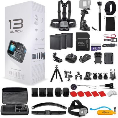 Bundle - GoPro - HERO13 - Action Camera + 64GB Card, 50 Piece Accessory Kit and 2 Batteries - Black Bundle - GoPro - HERO13 - Action Camera + 64GB Card, 50 Piece Accessory Kit and 2 Batteries - Black