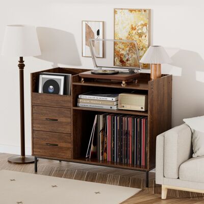 Anysun - Multi-Functional Classic 2-Outlet Power Strip Media Console Cabinet with Dust Shields, Assembly Required - Brown Anysun - Multi-Functional Classic 2-Outlet Power Strip Media Console Cabinet with Dust Shields, Assembly Required - Brown