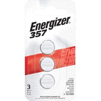 Energizer - 357/303 Batteries (3 Pack), Button Cell Batteries Energizer - 357/303 Batteries (3 Pack), Button Cell Batteries