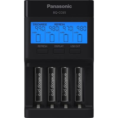 Panasonic - Eneloop Rechargeable AAA Batteries 4-Pack with 4-Position Quick Charger Panasonic - Eneloop Rechargeable AAA Batteries 4-Pack with 4-Position Quick Charger