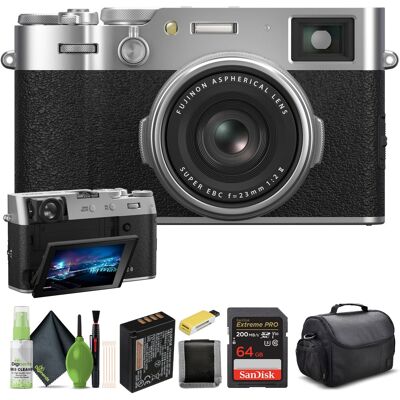 Bundle - Fujifilm - X100VI Digital Camera (16821822) + 64GB Card + Starter - Silver Bundle - Fujifilm - X100VI Digital Camera (16821822) + 64GB Card + Starter - Silver