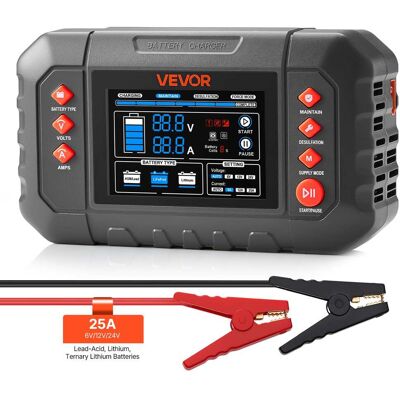 VEVOR - Smart Battery Charger, 25A, 6V 12V 24V Ternary Lithium LiFePO4 Lead-Acid (Gel/AGM) Battery Charger VEVOR - Smart Battery Charger, 25A, 6V 12V 24V Ternary Lithium LiFePO4 Lead-Acid (Gel/AGM) Battery Charger