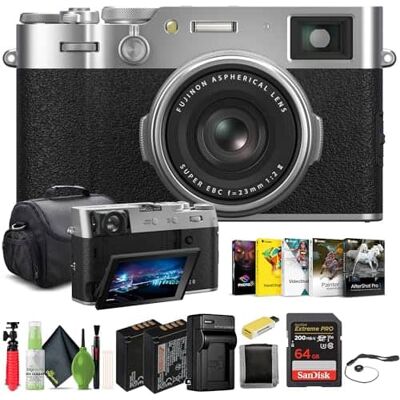 Bundle - Fujifilm - X100VI Digital Camera (16821822) + 64GB Card + Advanced - Silver Bundle - Fujifilm - X100VI Digital Camera (16821822) + 64GB Card + Advanced - Silver