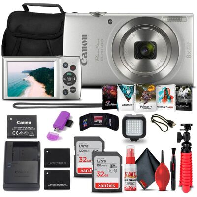 Bundle - Canon - PowerShot ELPH 180 Digital Camera (Silver) + 2 x 32GB Cards + More Bundle - Canon - PowerShot ELPH 180 Digital Camera (Silver) + 2 x 32GB Cards + More