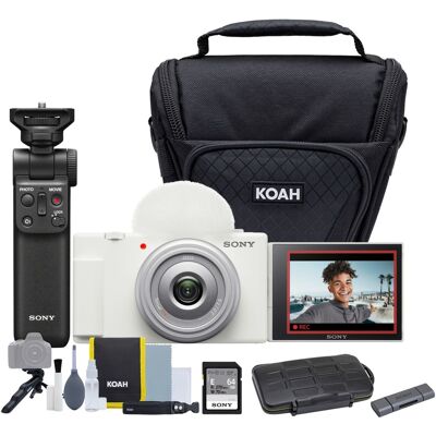 Sony - ZV 1F White Vlog Camera and Vlogger Accessory Kit Bundle Sony - ZV 1F White Vlog Camera and Vlogger Accessory Kit Bundle