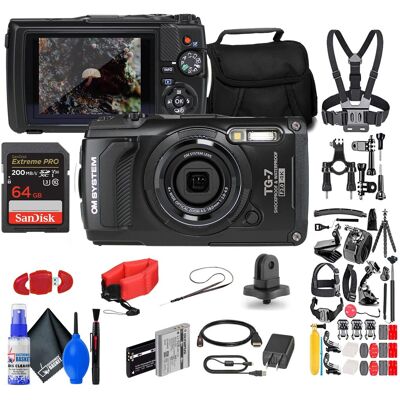 Bundle - OM System - Tough TG-7 Black Waterproof Camera with 50 Piece Accessory Kit + Extra Battery + More Bundle - OM System - Tough TG-7 Black Waterproof Camera with 50 Piece Accessory Kit + Extra Battery + More
