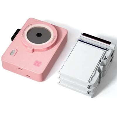 Hanin - M5S Instant Print Camera – Dye‑Sublimation Printing, Includes 10 Photo Sheets + Refill Pack (20 Sheets & 2 Ribbons) - Pink Hanin - M5S Instant Print Camera – Dye‑Sublimation Printing, Includes 10 Photo Sheets + Refill Pack (20 Sheets & 2 Ribbons) - Pink