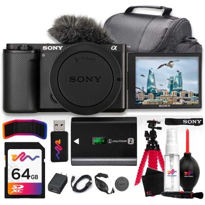 Bundle - Sony - ZV-E10 Mirrorless Camera Body (ILCZV-E10/B), 24.2MP APS-C CMOS Sensor + 64GB SD Card + Camera Bag + More Bundle - Sony - ZV-E10 Mirrorless Camera Body (ILCZV-E10/B), 24.2MP APS-C CMOS Sensor + 64GB SD Card + Camera Bag + More