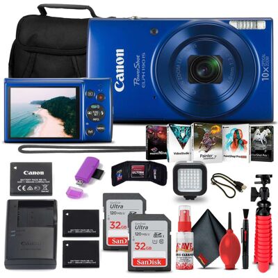 Bundle - Canon - PowerShot ELPH 190 IS Digital Camera (Blue) + 2 x 32GB Cards + More Bundle - Canon - PowerShot ELPH 190 IS Digital Camera (Blue) + 2 x 32GB Cards + More