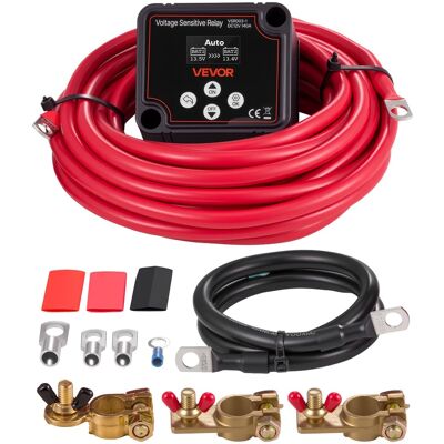 VEVOR - Dual Battery Isolator Kit, 12V 140 Amp, Manual and Automatic VSR Voltage Sensitive Relay with Voltmeter, LCD Screen VEVOR - Dual Battery Isolator Kit, 12V 140 Amp, Manual and Automatic VSR Voltage Sensitive Relay with Voltmeter, LCD Screen