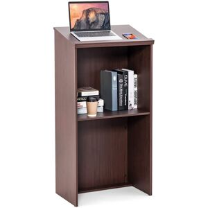 Gymax - 46'' Podium Stand Hostess Stand w/ Tilted Desktop & Edge Stopper Pulpits - Brown Gymax - 46'' Podium Stand Hostess Stand w/ Tilted Desktop & Edge Stopper Pulpits - Brown