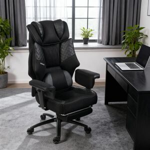 Dowinx - XL Office Chair Big & Tall with Heated Massage Lumbar Support, Reclining Gaming Chair with Padded Cushion & Backrest - Black Dowinx - XL Office Chair Big & Tall with Heated Massage Lumbar Support, Reclining Gaming Chair with Padded Cushion & Backrest - Black