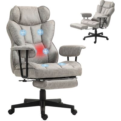 Homcom - Big and Tall Office Chair, Massage Office Chair with Footrest - Gray Homcom - Big and Tall Office Chair, Massage Office Chair with Footrest - Gray
