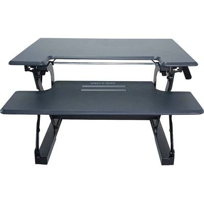 Victor - High Rise Height Adjustable Standing Desk Convertor with Keyboard Tray - Charcoal Gray And Black Victor - High Rise Height Adjustable Standing Desk Convertor with Keyboard Tray - Charcoal Gray And Black