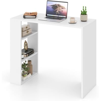 Gymax - 36'' Compact Writing Desk w/ 3 Open Shelves Freestanding Anti-tipping Kit - White Gymax - 36'' Compact Writing Desk w/ 3 Open Shelves Freestanding Anti-tipping Kit - White