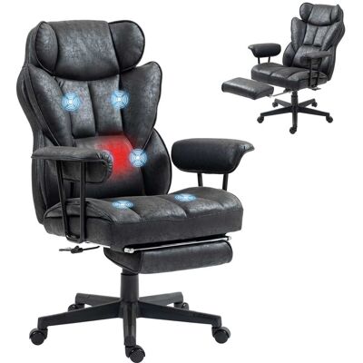 Homcom - Big and Tall Office Chair, Massage Office Chair with Footrest - Black Homcom - Big and Tall Office Chair, Massage Office Chair with Footrest - Black