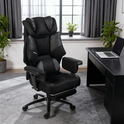 Dowinx - XL Office Chair Big & Tall with Heated Massage Lumbar Support, Reclining Gaming Chair with Padded Cushion & Backrest - Black Dowinx - XL Office Chair Big & Tall with Heated Massage Lumbar Support, Reclining Gaming Chair with Padded Cushion & Backrest - Black