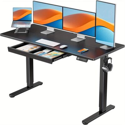 Ergear - 48×24 Inch Electric Standing Desk with Drawer, 4 Preset Heights, Gaming Desk with Monitor Stand & C-Clamp Compatibility - Black Ergear - 48×24 Inch Electric Standing Desk with Drawer, 4 Preset Heights, Gaming Desk with Monitor Stand & C-Clamp Compatibility - Black