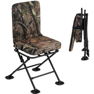 Costway - Folding Silent Swivel Blind 360°Swivel Hunting Chair w/All-terrain Foot Pads - Camouflage Costway - Folding Silent Swivel Blind 360°Swivel Hunting Chair w/All-terrain Foot Pads - Camouflage