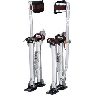 VEVOR - Drywall Stilts, 18''-30'' Adjustable Aluminum Tool Stilts with Protective Knee Pads, Durable and Non-slip Work Stilts - Silver VEVOR - Drywall Stilts, 18''-30'' Adjustable Aluminum Tool Stilts with Protective Knee Pads, Durable and Non-slip Work Stilts - Silver
