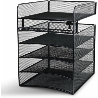 Safco - Onyx Horizontal Hanging Desktop Storage 5 Compartment 14.38" x 10.25" x 12.38" Steel - Black Safco - Onyx Horizontal Hanging Desktop Storage 5 Compartment 14.38" x 10.25" x 12.38" Steel - Black