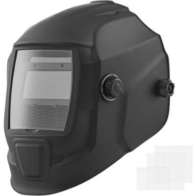 VEVOR - Welding Helmet Auto Darkening, 3.66" x 1.69" True Color Welding Hood, Solar Powered Welder Mask 2 Arc Sensors - Black VEVOR - Welding Helmet Auto Darkening, 3.66" x 1.69" True Color Welding Hood, Solar Powered Welder Mask 2 Arc Sensors - Black