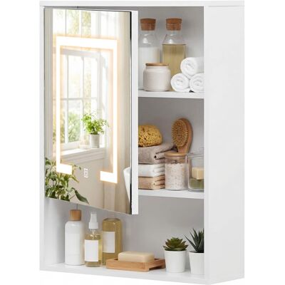 Costway - 24" x 18" Medicine Cabinet with Mirror Lights Adjustable Shelf Lighted Wall Cabinet - White Costway - 24" x 18" Medicine Cabinet with Mirror Lights Adjustable Shelf Lighted Wall Cabinet - White