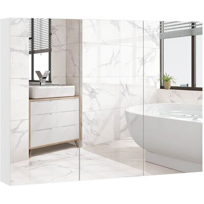Costway - 36" Wide Wall Mount Mirrored Bathroom Medicine Cabinet Organizer Mirror Door - White Costway - 36" Wide Wall Mount Mirrored Bathroom Medicine Cabinet Organizer Mirror Door - White