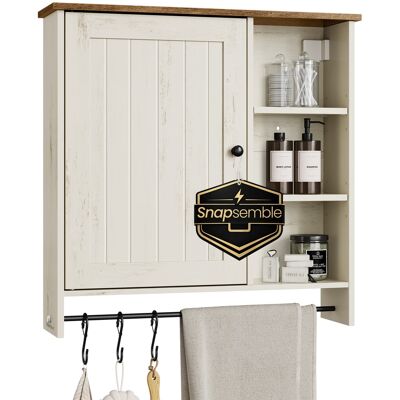 Songmics Home - Bathroom Wall Cabinet, Snapsemble Superfast Assembly, Over the Toilet Medicine Storage Cabinet with Adjustable Shelves - Rustic White and Honey Brown Songmics Home - Bathroom Wall Cabinet, Snapsemble Superfast Assembly, Over the Toilet Medicine Storage Cabinet with Adjustable Shelves - Rustic White and Honey Brown