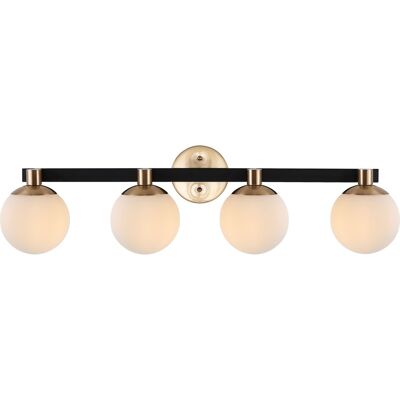 Jonathan Y - Modernist Globe 34" 4-Light Metal/Frosted Glass Modern Contemporary LED Vanity - Brass Gold/Black Jonathan Y - Modernist Globe 34" 4-Light Metal/Frosted Glass Modern Contemporary LED Vanity - Brass Gold/Black