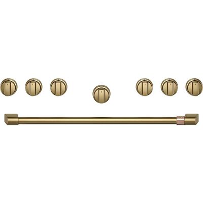 Handle and Knob Kit for Café Range and Cooktops - Brushed Brass Handle and Knob Kit for Café Range and Cooktops - Brushed Brass