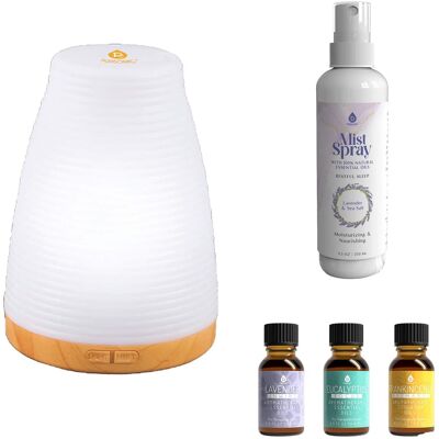 Pursonic - Aromatherapy Essentials Bundle with USB Diffuser, 3-Pack Oils, and Lavender Mist Spray - Multicolor Pursonic - Aromatherapy Essentials Bundle with USB Diffuser, 3-Pack Oils, and Lavender Mist Spray - Multicolor