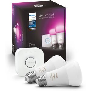 Philips - Hue Color A19 Smart LED Bulb Starter Kit - White and Color Ambiance Philips - Hue Color A19 Smart LED Bulb Starter Kit - White and Color Ambiance