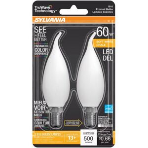 Sylvania - TruWave B10 E12 (Candelabra) LED Bulb Soft White 60 Watt Equivalence 2 pk Sylvania - TruWave B10 E12 (Candelabra) LED Bulb Soft White 60 Watt Equivalence 2 pk