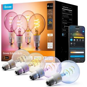 Govee - 500LM RGBWW Smart G25 LED Bulb 4 pack Govee - 500LM RGBWW Smart G25 LED Bulb 4 pack