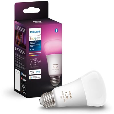 Philips - Hue A19 Bluetooth 75W Smart LED Bulb - White and Color Ambiance Philips - Hue A19 Bluetooth 75W Smart LED Bulb - White and Color Ambiance