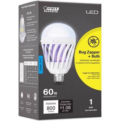 FEIT ELECTRIC - A19 E26 (Medium) LED Bug Zapper Bulb Daylight 60 Watt Equivalence 1 pk FEIT ELECTRIC - A19 E26 (Medium) LED Bug Zapper Bulb Daylight 60 Watt Equivalence 1 pk