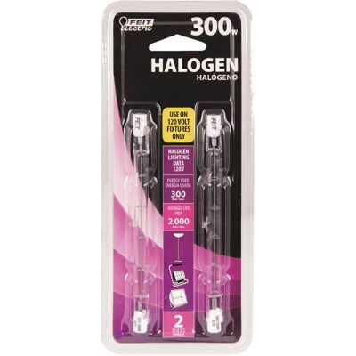 FEIT ELECTRIC - Tubular Halogen Bulb 4500 lm Warm White 300 W T3 2 Pack FEIT ELECTRIC - Tubular Halogen Bulb 4500 lm Warm White 300 W T3 2 Pack