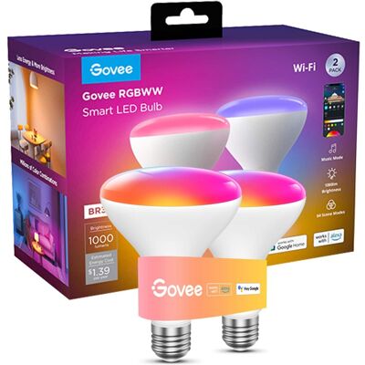 Govee - BR30 1000 Lumens Smart LED Bulb (2-Pack) - Multi Govee - BR30 1000 Lumens Smart LED Bulb (2-Pack) - Multi
