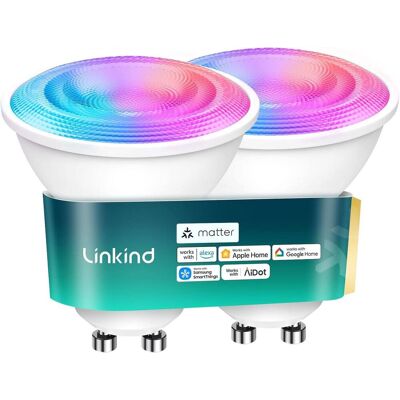 Linkind - MR16 GU10 Smart LED Bulb Matter Compatible, Color Changing (2-Pack) - Multicolor Linkind - MR16 GU10 Smart LED Bulb Matter Compatible, Color Changing (2-Pack) - Multicolor
