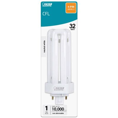 FEIT ELECTRIC - Feit 32 W PL 1.9 in. D X 5.2 in. L CFL Bulb Neutral White Speciality 3500 K 1 pk FEIT ELECTRIC - Feit 32 W PL 1.9 in. D X 5.2 in. L CFL Bulb Neutral White Speciality 3500 K 1 pk