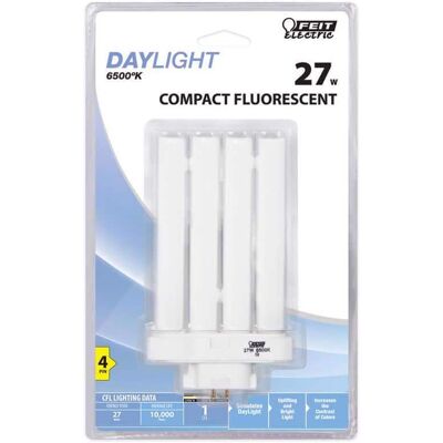FEIT ELECTRIC - 27 W PL 5.875 in. L CFL Bulb Daylight Specialty 6500 K 1 pk FEIT ELECTRIC - 27 W PL 5.875 in. L CFL Bulb Daylight Specialty 6500 K 1 pk