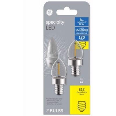GE - C7 E12 (Candelabra) LED Bulb Soft White 4 Watt Equivalence 2 pk GE - C7 E12 (Candelabra) LED Bulb Soft White 4 Watt Equivalence 2 pk