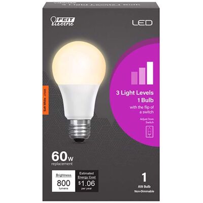 FEIT ELECTRIC - Feit A19 E26 (Medium) LED Bulb Soft White 60 Watt Equivalence 1 pk FEIT ELECTRIC - Feit A19 E26 (Medium) LED Bulb Soft White 60 Watt Equivalence 1 pk
