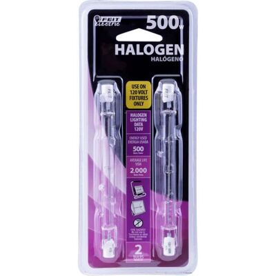 FEIT ELECTRIC - Tubular Halogen Replacement Bulb 8500 lm Bright White -500 W T3 2 Pack FEIT ELECTRIC - Tubular Halogen Replacement Bulb 8500 lm Bright White -500 W T3 2 Pack
