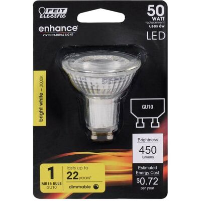 FEIT ELECTRIC - MR16 GU10 LED Bulb Bright White 50 Watt Equivalence 1 pk FEIT ELECTRIC - MR16 GU10 LED Bulb Bright White 50 Watt Equivalence 1 pk